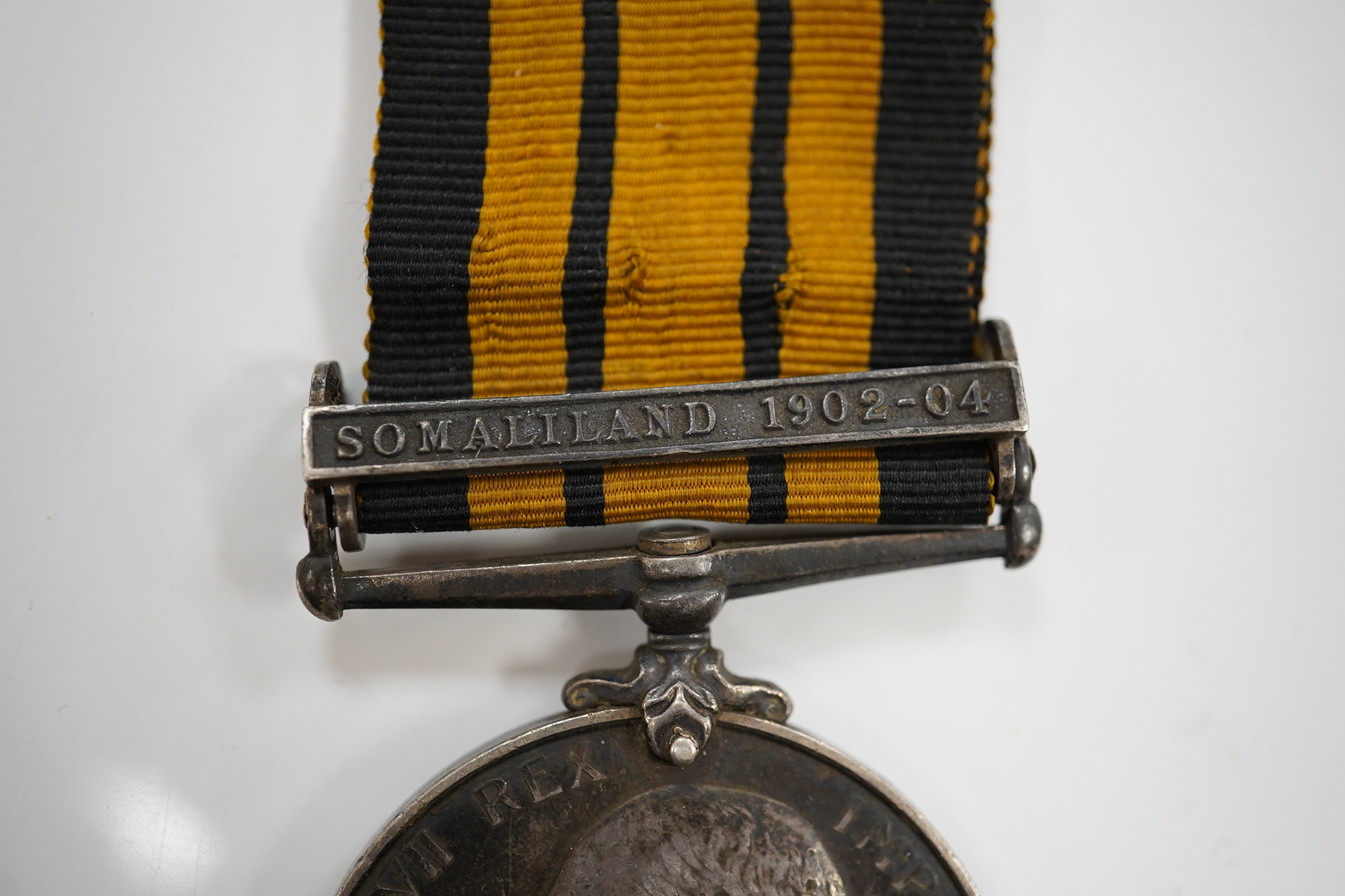 An Africa General Service medal with Somaliland 1902-04 clasp to G.Mesher, Sto,. H.M.S..ox...